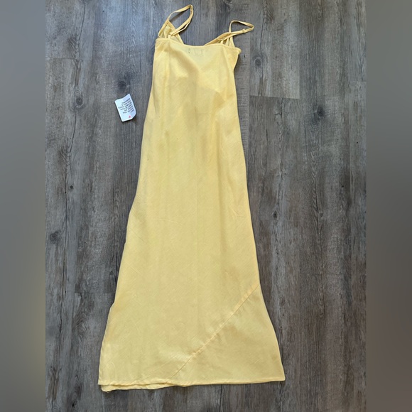 ASOS Yellow Cotton Dress with Side Slit, Zipper and Adjustable Straps! - Picture 2 of 6